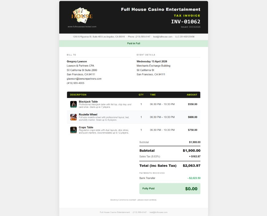 PitBoss HQ professional invoice